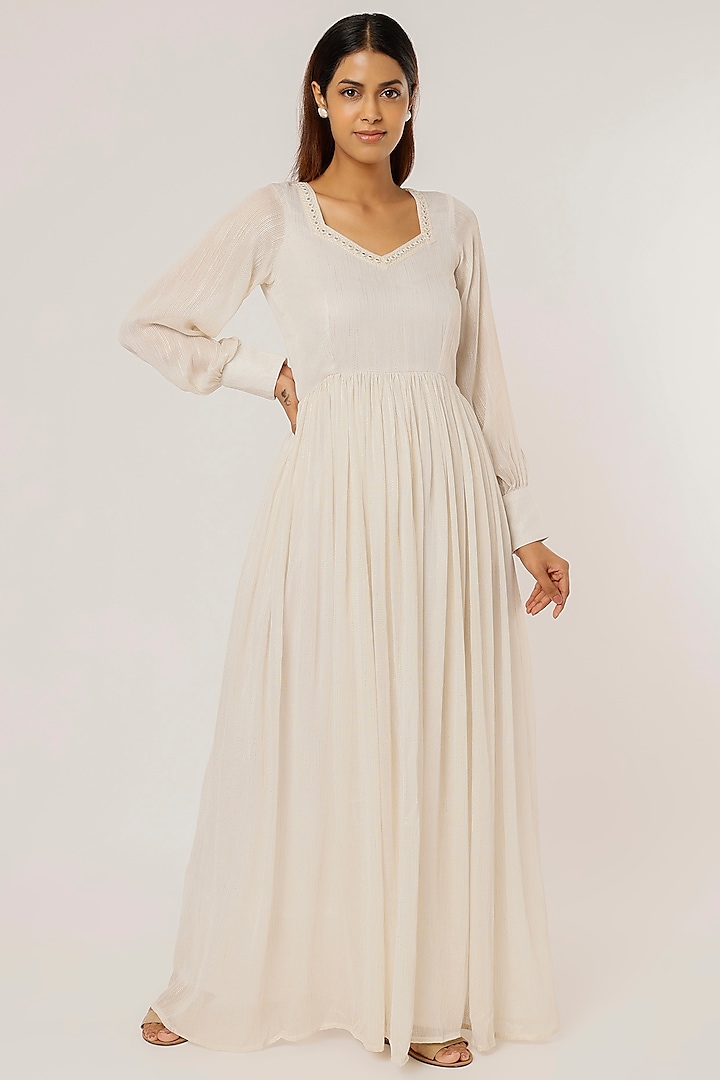 White Silk Gown by Firann by Shaheen
