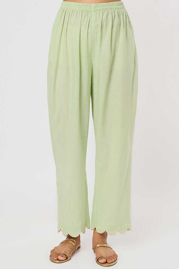 Pista Green Kalamkari A-Line Kurta Set by Firann by Shaheen at Pernia's Pop Up Shop