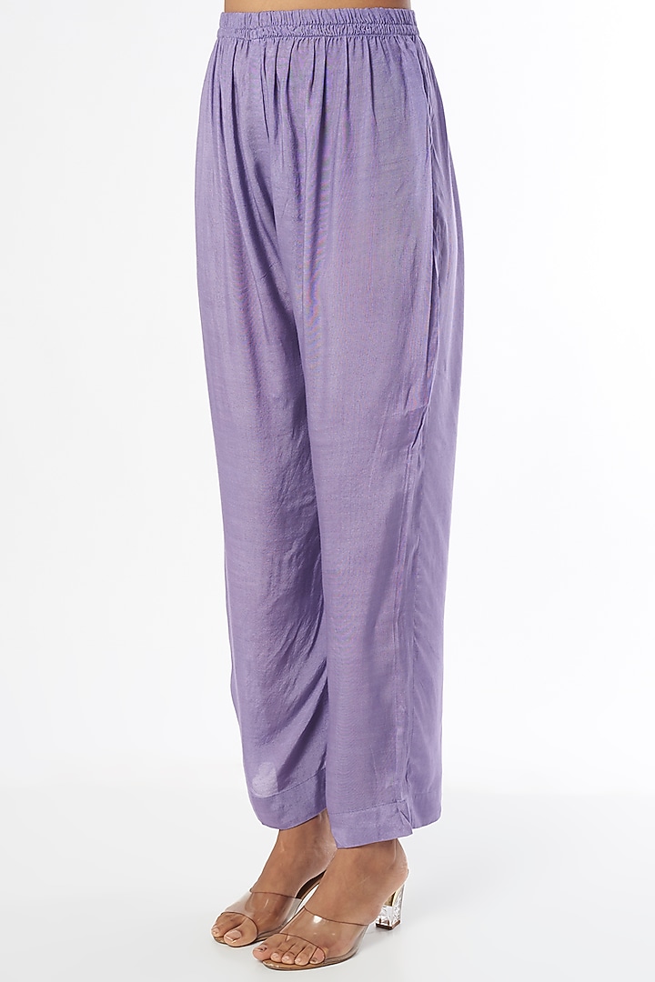 Lilac Italian Silk Organza Party Wear Anarkali Set by Firann by Shaheen at Pernia's Pop Up Shop