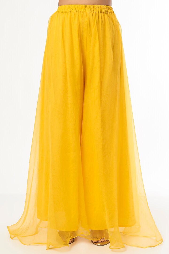 Bright Yellow Chiffon Tiered Skirt Set by Firann by Shaheen at Pernia's Pop Up Shop