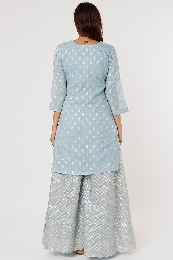 Sky Blue Hand Embroidered Sharara Set by Firann by Shaheen at Pernia's Pop Up Shop