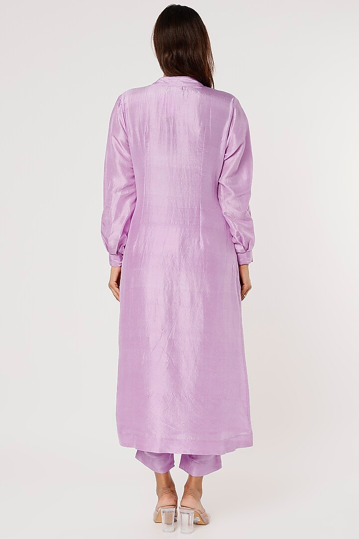 Lavender Pure Silk A-Line Kurta Set by Firann by Shaheen at Pernia's Pop Up Shop