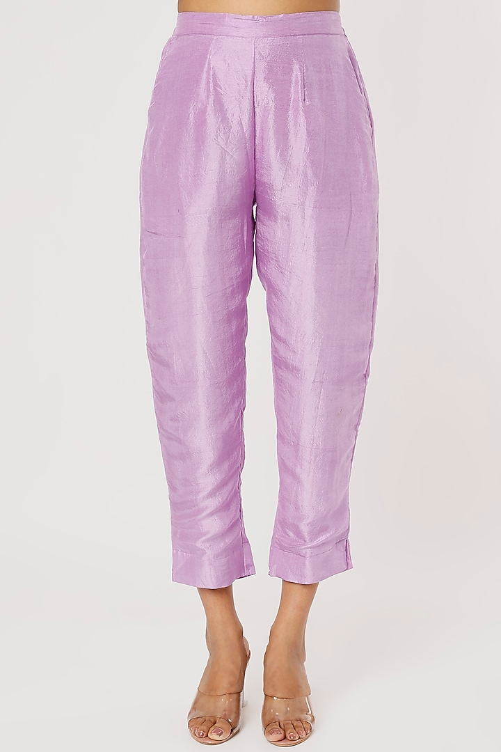 Lavender Pure Silk A-Line Kurta Set by Firann by Shaheen at Pernia's Pop Up Shop