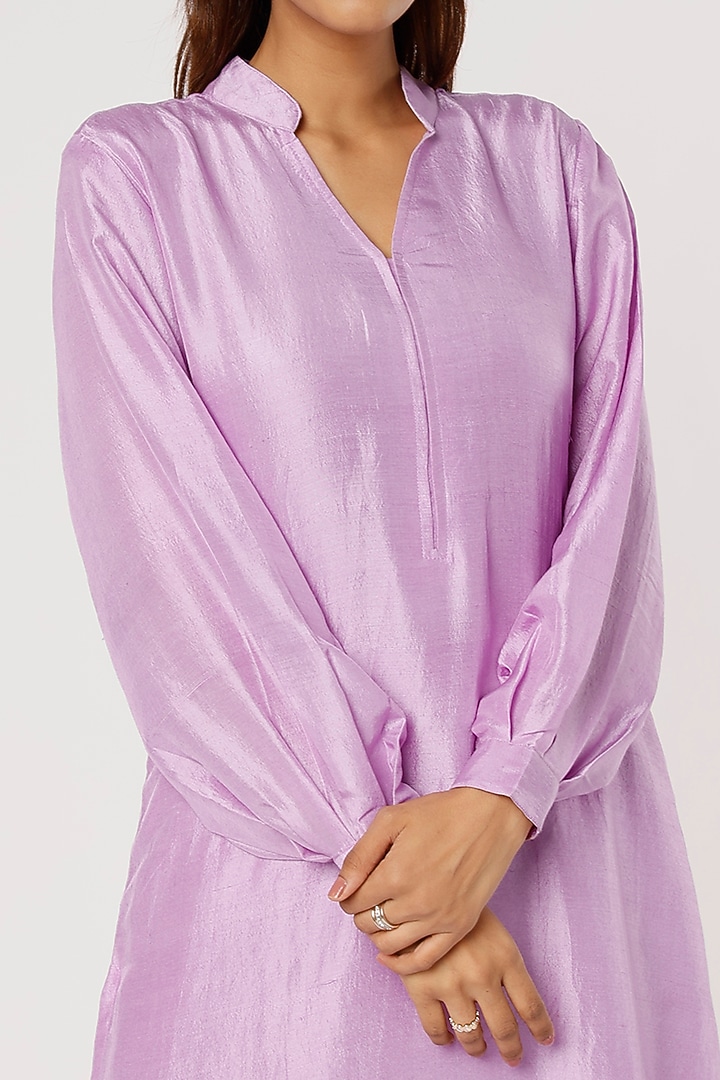 Lavender Pure Silk A-Line Kurta Set by Firann by Shaheen at Pernia's Pop Up Shop