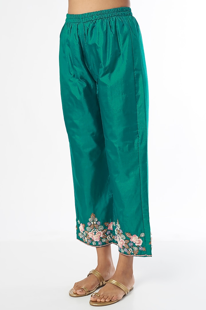 Ocean Blue Hand Embroidered Kurta Set by Firann by Shaheen at Pernia's Pop Up Shop