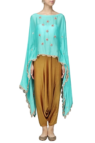 Sky Blue Nargis Embroidered Cape by Fancy Pants