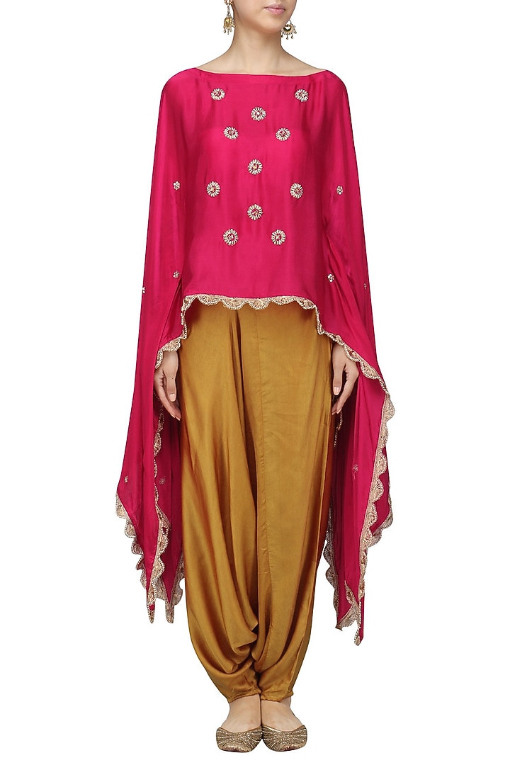Hot pink Nargis Embroidered Cape available only at Pernia's Pop Up Shop.