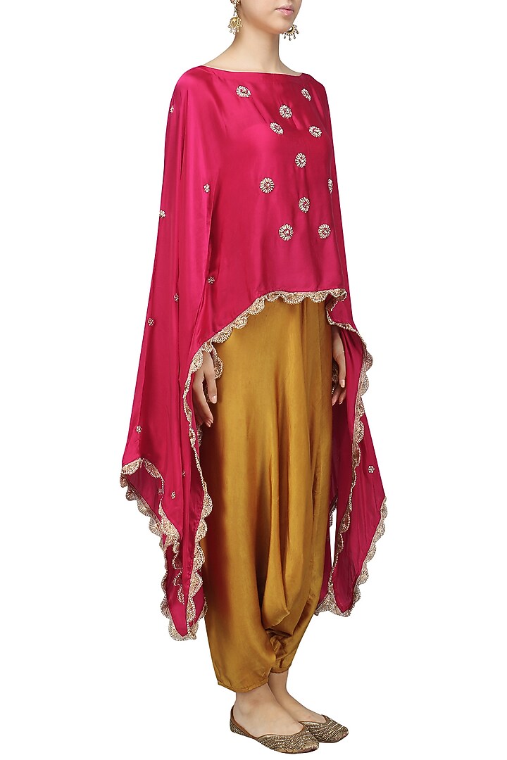 Hot pink Nargis Embroidered Cape available only at Pernia's Pop Up Shop.