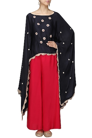 Navy Nargis Embroidered Cape by Fancy Pants