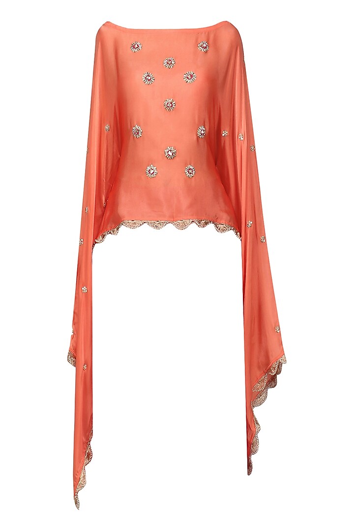 Orange Nargis Embroidered Cape by Fancy Pants