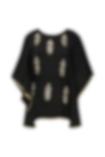 Black Meera Embellished Cape Sleeves Top by Fancy Pants
