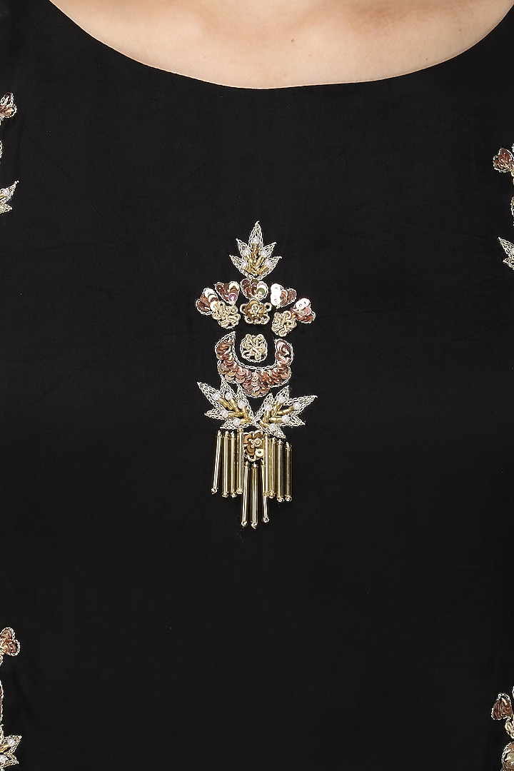 Black Meera Embellished Cape Sleeves Top available only at Pernia's Pop Up Shop.