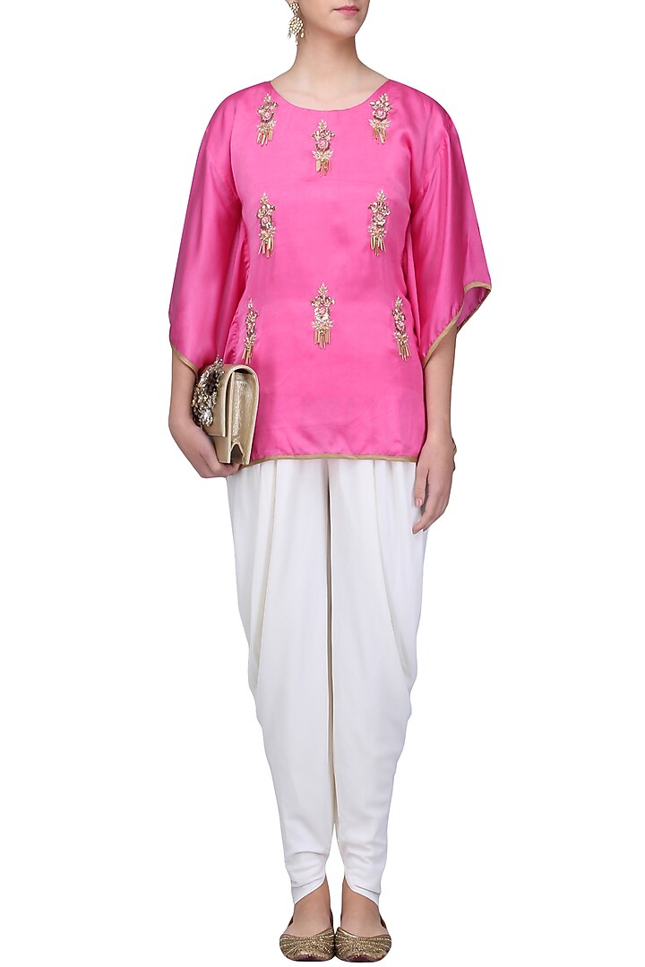Light pink Meera Embellished Cape Sleeves Top available only at Pernia's Pop Up Shop.