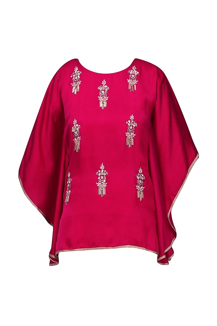 Dark pink Meera Embellished Cape Sleeves Top available only at Pernia's Pop Up Shop.