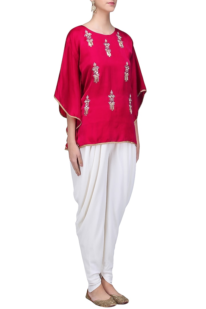 Dark pink Meera Embellished Cape Sleeves Top available only at Pernia's Pop Up Shop.