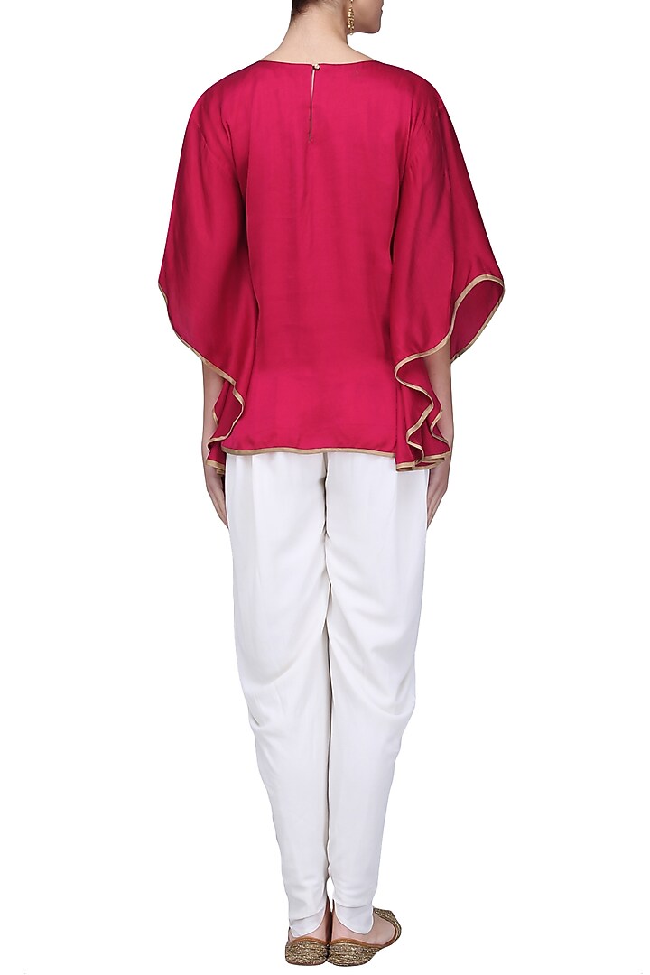 Dark pink Meera Embellished Cape Sleeves Top available only at Pernia's Pop Up Shop.