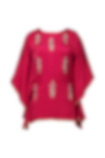 Red Meera Embellished Cape Sleeves Top by Fancy Pants