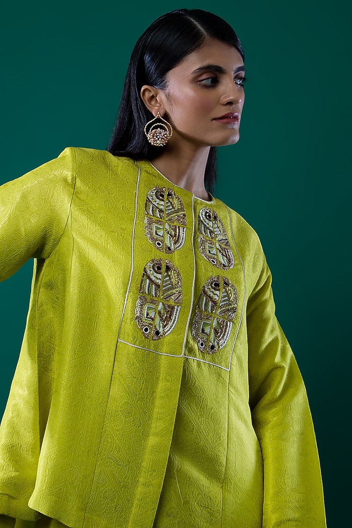 Lime Green Hand Embroidered Top by FEBo6 at Pernia's Pop Up Shop