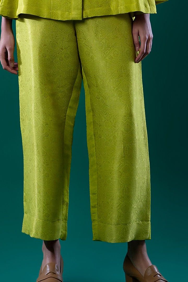Lime Green Brocade Pant Set by FEBo6 at Pernia's Pop Up Shop