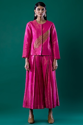 Fuchsia Hand Embroidered Top by FEBo6