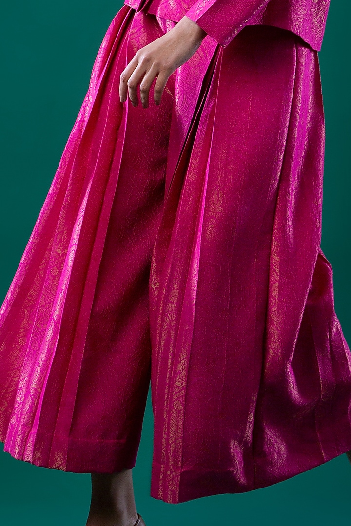 Fuchsia Hand Embroidered Culotte Pants by FEBo6 at Pernia's Pop Up Shop