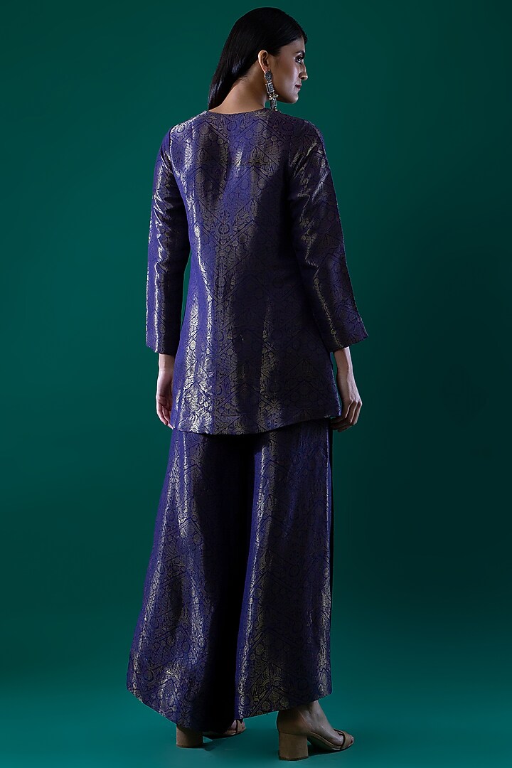 Violet Blue Zardosi Embroidered Top by FEBo6 at Pernia's Pop Up Shop