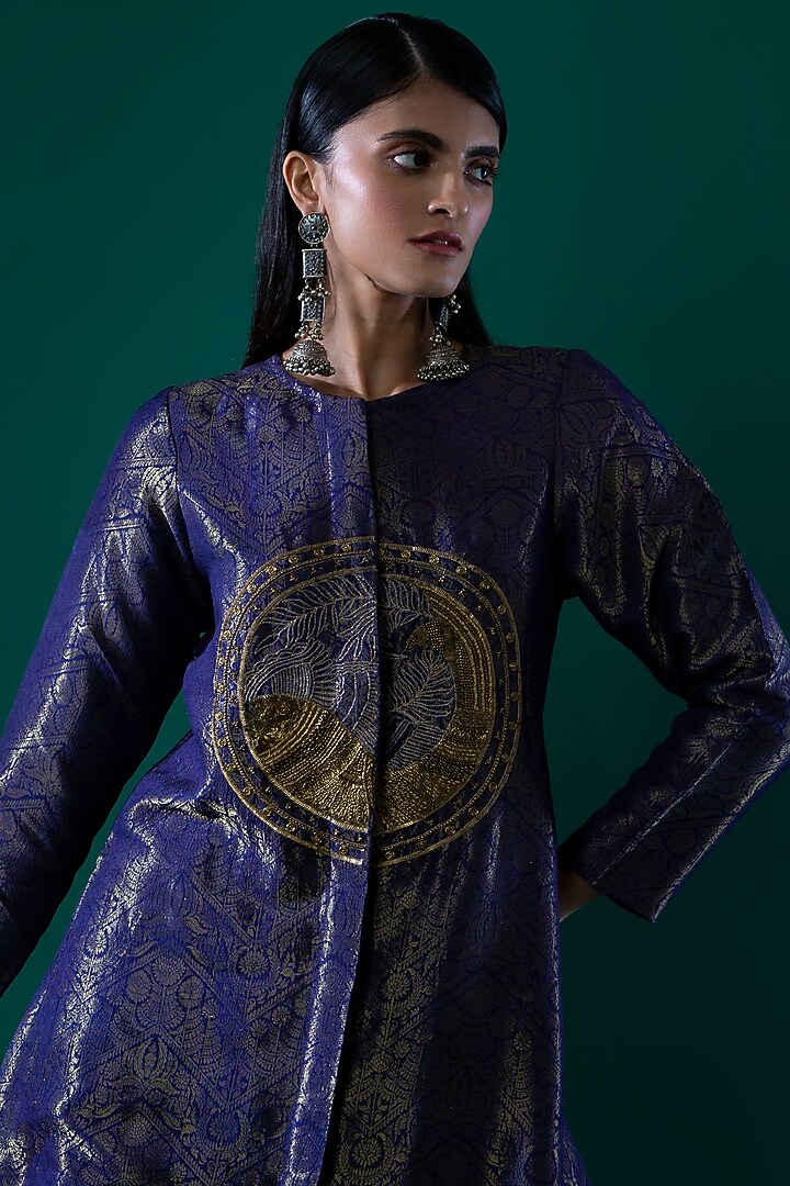 Violet Blue Zardosi Embroidered Top by FEBo6 at Pernia's Pop Up Shop
