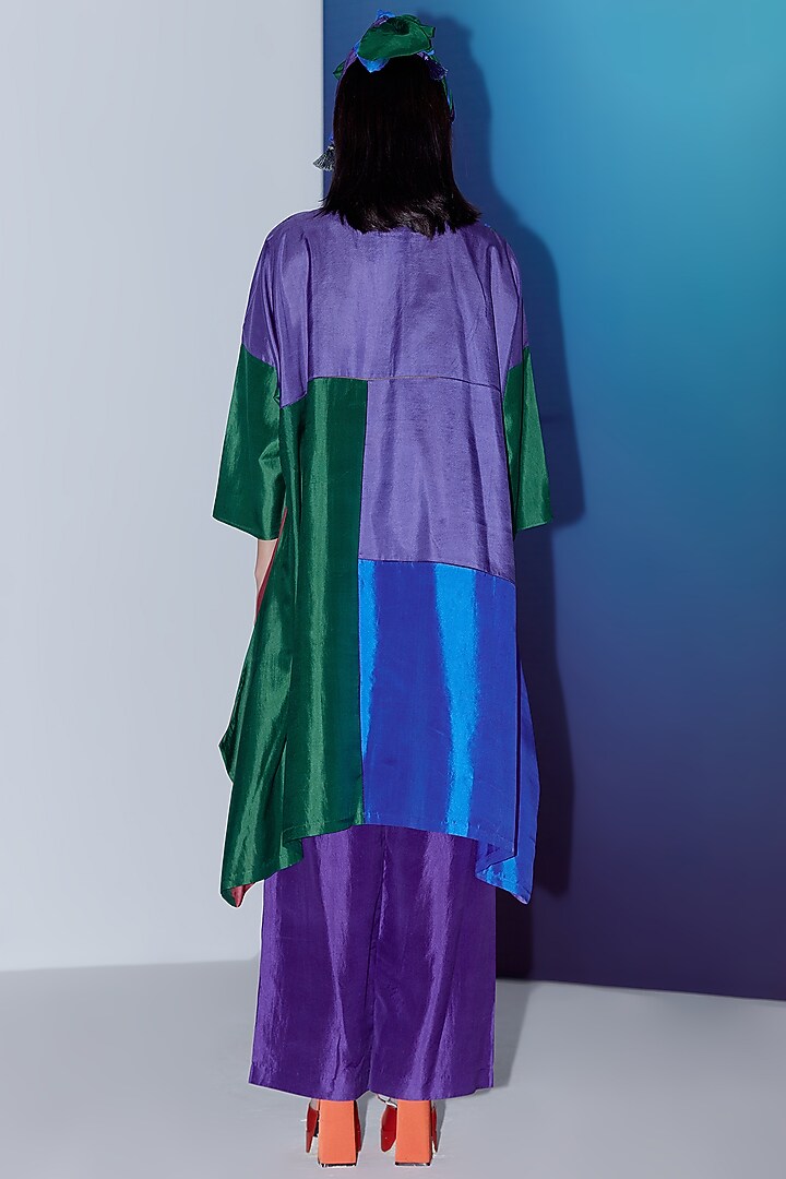 Multi-Colored Silk Colored Block Kurta Set by FEBo6 at Pernia's Pop Up Shop