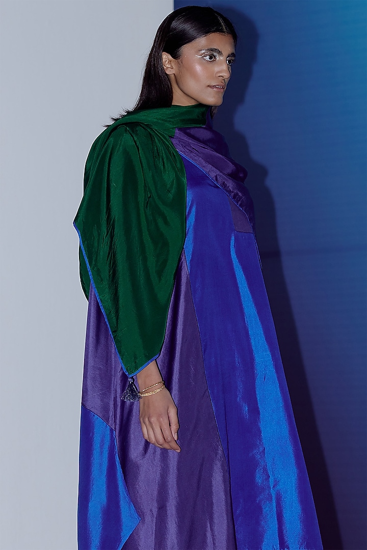 Multi-Colored Silk Colored Block Kurta Set by FEBo6 at Pernia's Pop Up Shop