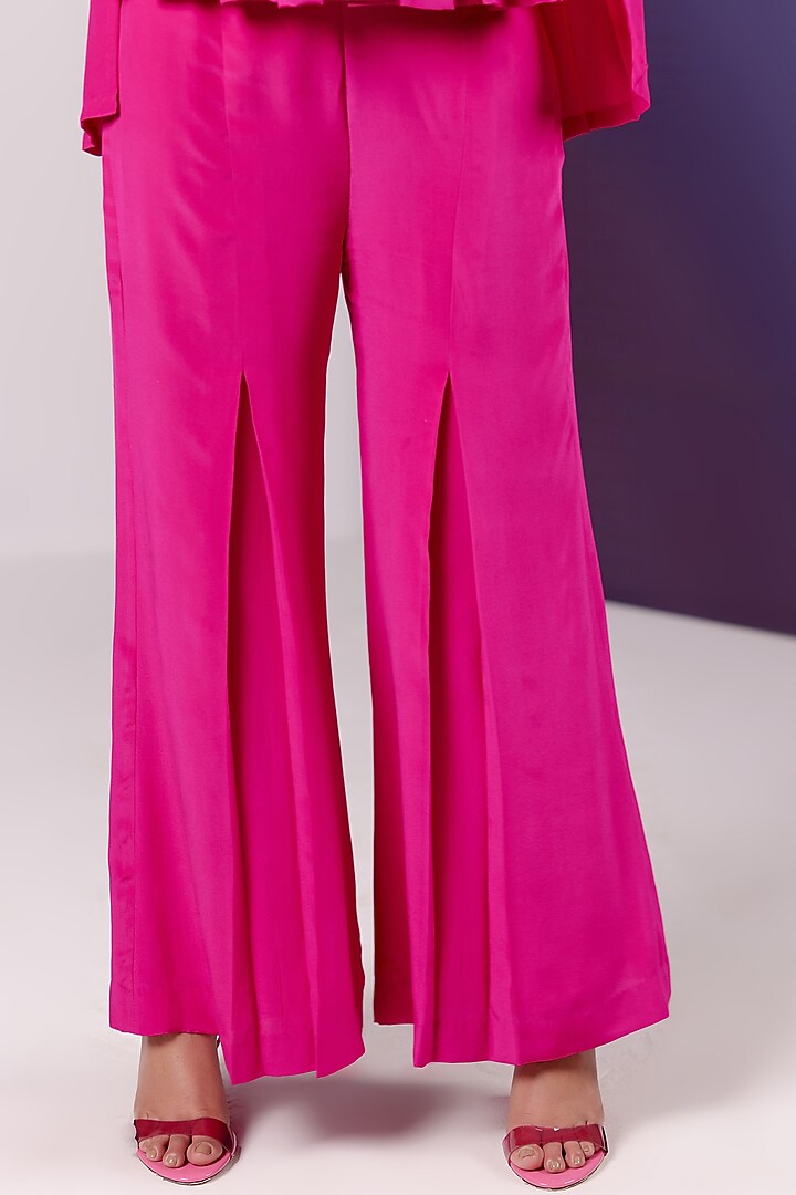 Hot Pink Silk Pleated Co-Ord Set by FEBo6 at Pernia's Pop Up Shop