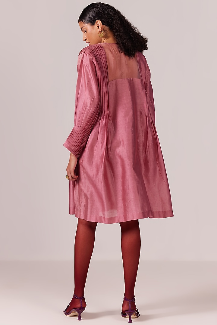Mulberry Pink Chanderi Embellished Summer Dress by FEBo6 at Pernia's Pop Up Shop
