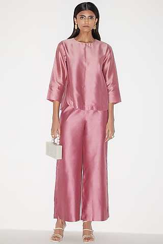 Mulberry Pink Chanderi Co-Ord Set by FEBo6