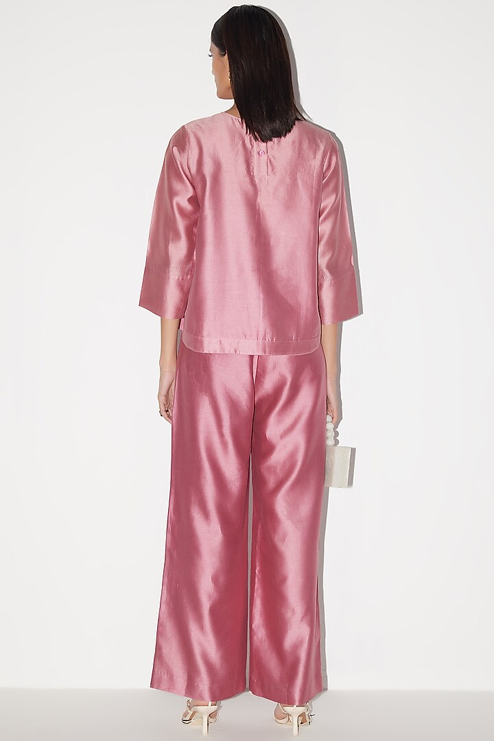 Mulberry Pink Chanderi Co-Ord Set by FEBo6 at Pernia's Pop Up Shop