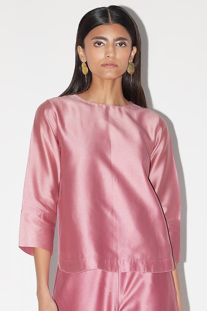 Mulberry Pink Chanderi Co-Ord Set by FEBo6 at Pernia's Pop Up Shop