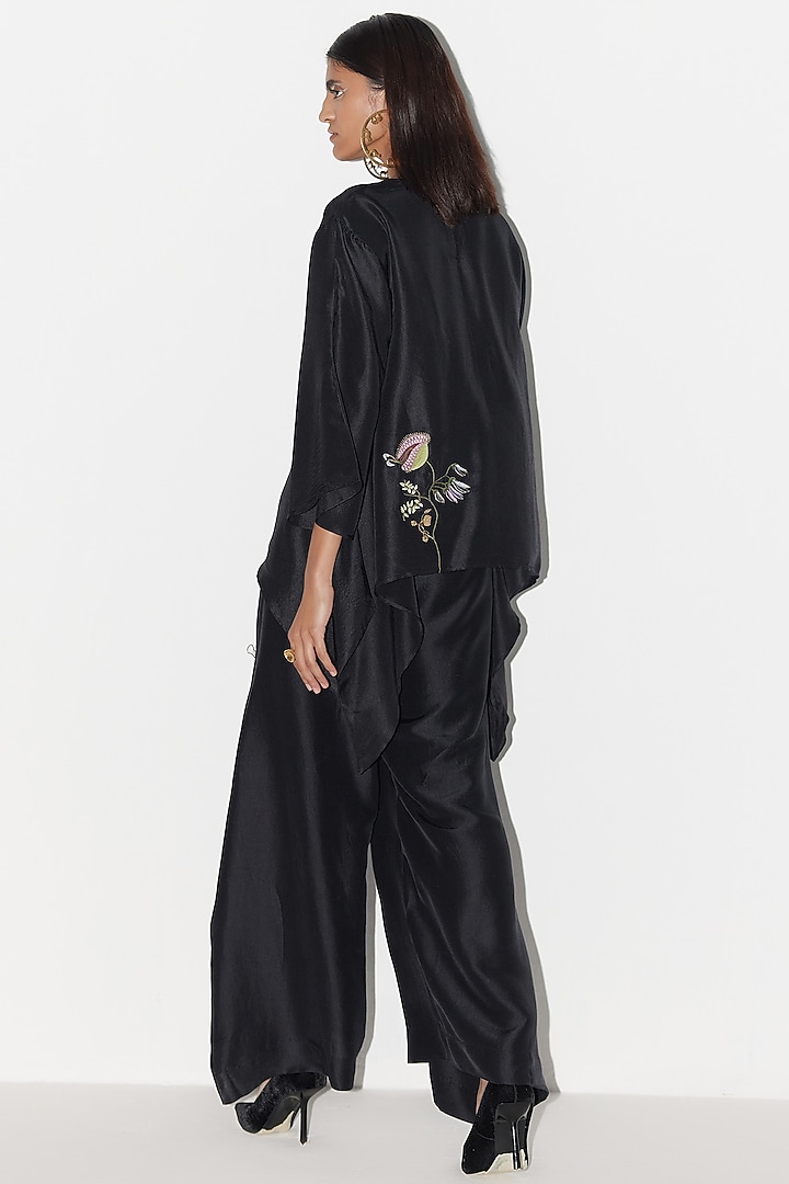 Black Silk Embellished Co-Ord Set by FEBo6 at Pernia's Pop Up Shop