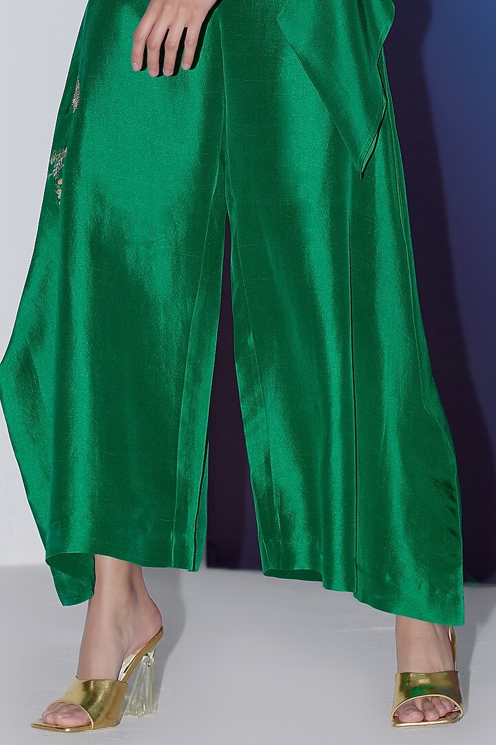 Green Silk Embellished Co-Ord Set by FEBo6 at Pernia's Pop Up Shop