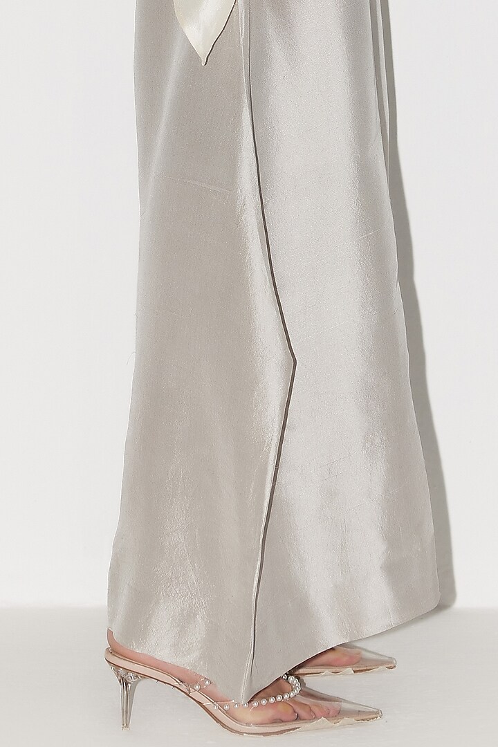 Off-White & Grey Silk Co-Ord Set by FEBo6 at Pernia's Pop Up Shop