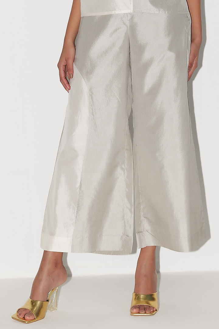 Ivory & Light Grey Silk Co-Ord Set by FEBo6 at Pernia's Pop Up Shop