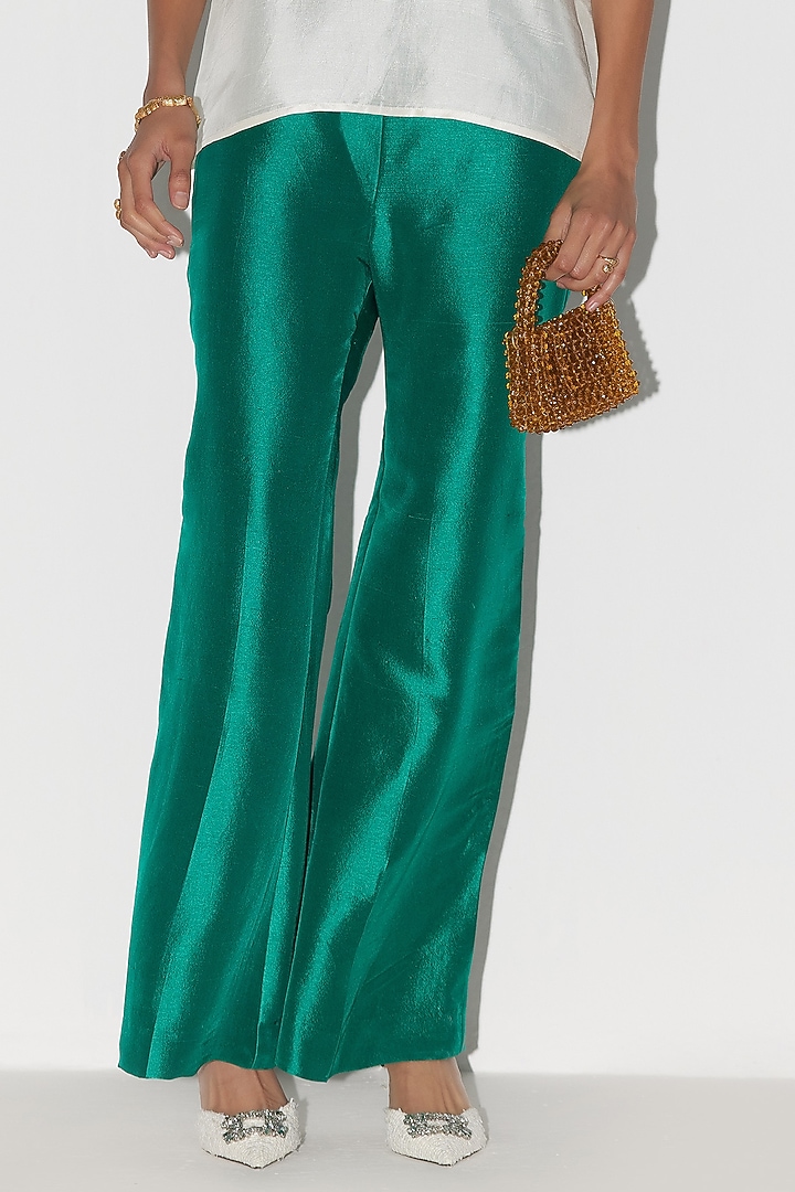 Ivory & Emerald Green Silk Co-Ord Set by FEBo6 at Pernia's Pop Up Shop