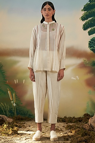 Off-White Chanderi Trousers Set by FEBo6