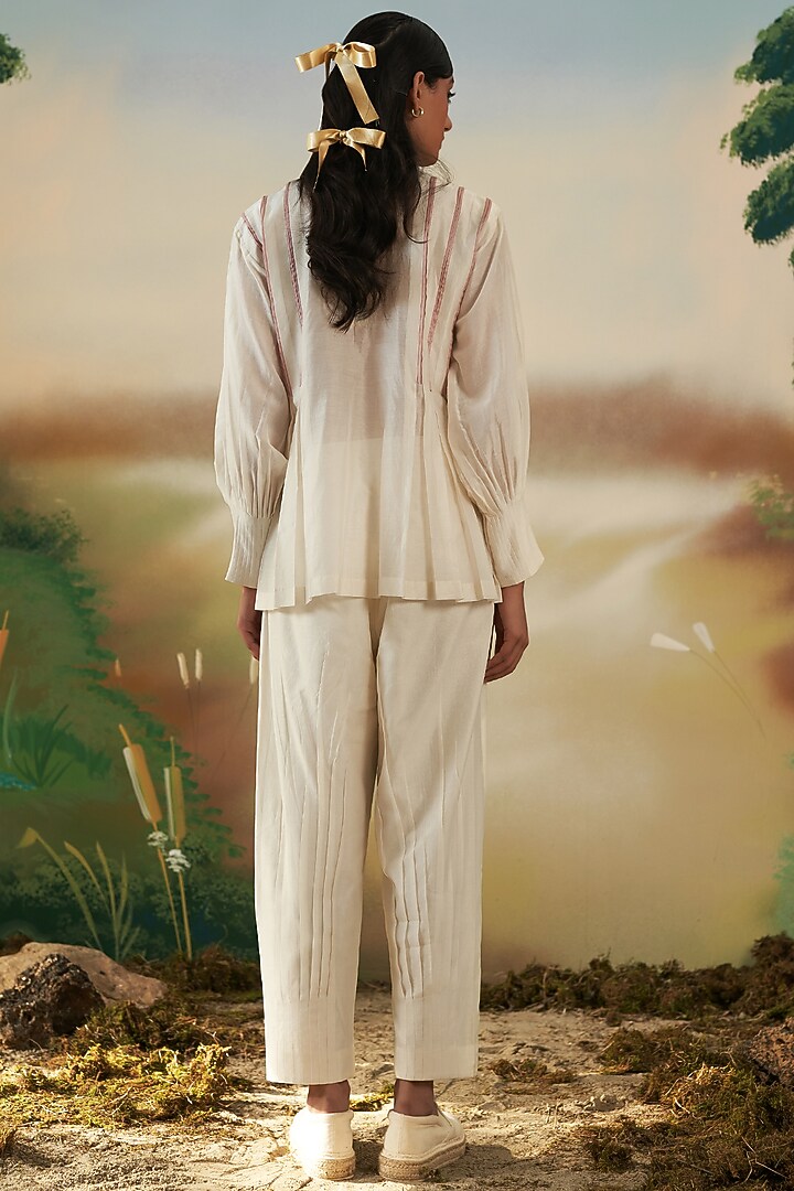 Off-White Chanderi Trousers Set by FEBo6 at Pernia's Pop Up Shop