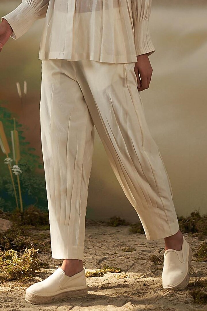 Off-White Chanderi Trousers Set by FEBo6 at Pernia's Pop Up Shop