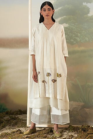 Off-White Hand Embroidered Tunic by FEBo6