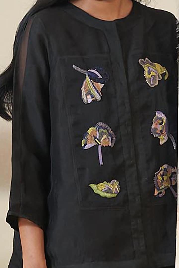 Black Hand Embroidered Jacket by FEBo6 at Pernia's Pop Up Shop