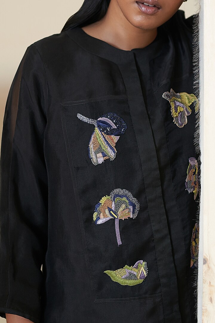 Black Hand Embroidered Jacket by FEBo6 at Pernia's Pop Up Shop