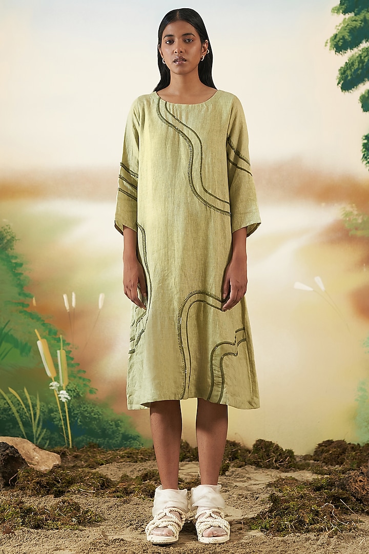 Cucumber Green Embroidered Tunic by FEBo6