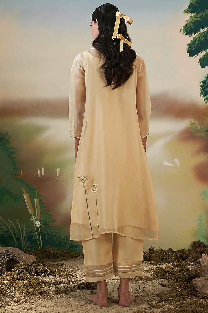 Peach Hand Embroidered Kurta Set by FEBo6 at Pernia's Pop Up Shop