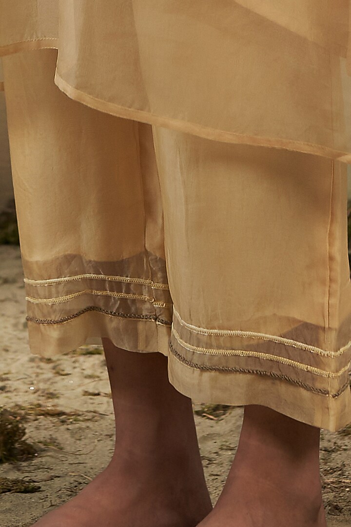 Peach Hand Embroidered Kurta Set by FEBo6 at Pernia's Pop Up Shop