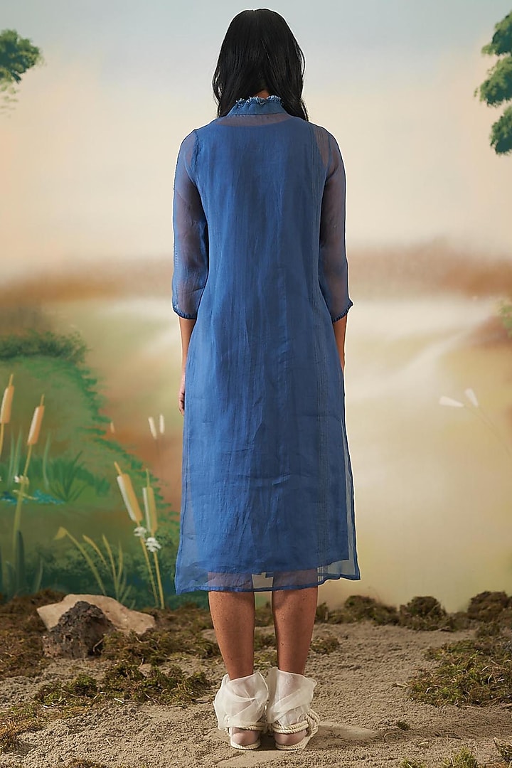 Prussian Blue Hand Embellished Tunic by FEBo6 at Pernia's Pop Up Shop