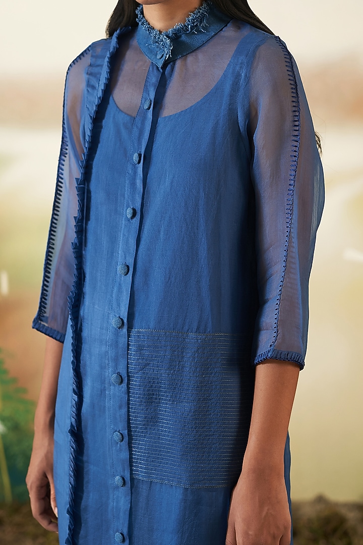 Prussian Blue Hand Embellished Tunic by FEBo6 at Pernia's Pop Up Shop